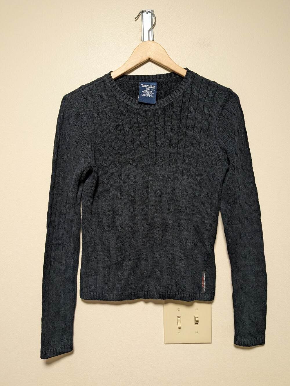 Polo Jeans Co Ralph Lauren Navy Cable Knit Cotton Sweater M